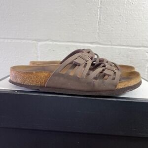 Birkenstock Brown Leather Slide Sandals